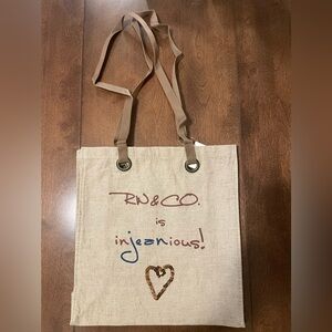 Brand New - RW&CO Beige Canvas Tote Bag with Brown Straps